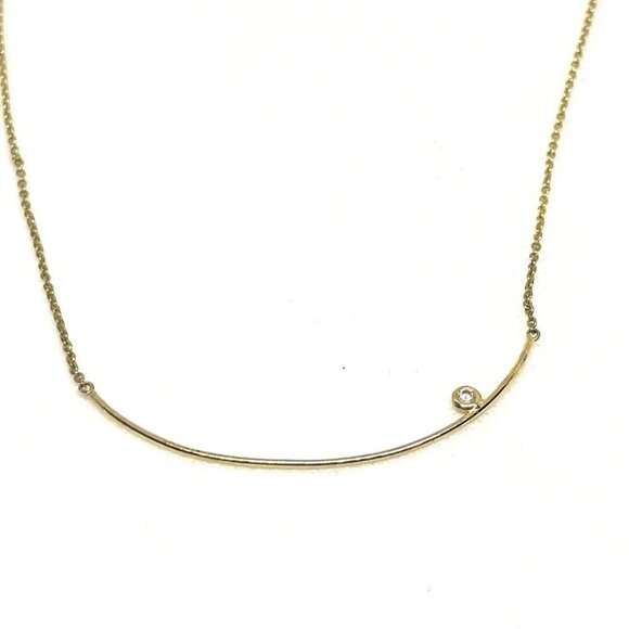 Ati Curved Bar Rhinestone Chain Necklace Spring Ring Closure 16.5 to 18.5 Inches - Picture 2 of 3